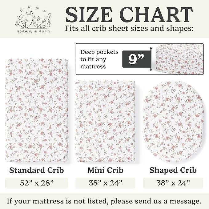 Crib Sheets Neutral - Fitted Baby Crib Sheets Bed for Girl Boy - 2 Pack Standard & Toddler Mattress (Juliette) - Buttery Soft Organic Cotton Blend