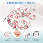 LAT Nursing Pillow for Breastfeeding,100% Cotton Removable Cover,Ergonomic Breast Feeding Pillows for Mom and Baby,Machine Washable(Flower)