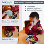 TalkTools Bitsy Silicone Baby Suction Plate with Locking Lid – Divided Plate for Toddlers Learning to Self-Feed – Non-Slip, BPA-Free, Microwave + Dishwasher Safe Baby Mealtime Plate (Sage)