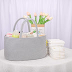 COMSE Large Baby Diaper Caddy Organizer for Girl Boy, Car Caddy with Handles, Cotton Rope Basket for Changing Table, Nursery Organizer, Gift for Baby Shower and Registry Must Have, Cool Gray