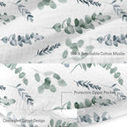 Little Grape Land Nursing Pillow, Soft 100% Cotton Breastfeeding Pillow with Breathable Muslin Removable Cover, Green Leaves Breast Feeding Pillows for Babies 0-12 Months with Protective Zipper