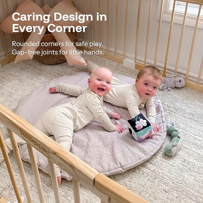 HARPPA Baby Gate Playpen Wooden Playpen for Babies and Toddlers Large Play Yards Baby Fence Play Area 56 x 56 x 24 inch