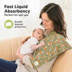 Organic Burp Cloths Baby Boy, Girl - 6-Pack Large Cotton Burping Cloths for Babies, Spit Up Rags, Super Absorbent, Ultra Soft Newborn Rag, Gender Neutral, Machine Washable, Durable (Fall Spores)