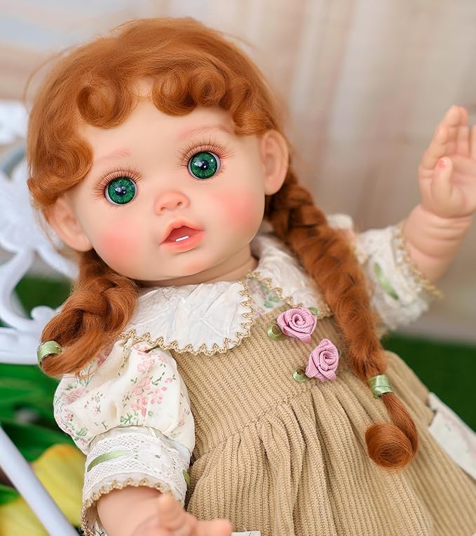 Reborn Baby Dolls – 18 Inch Realistic Reborn Toddler Doll Country-Inspired Girl with Braided Hair, Straw Hat & Floral Layered Dress, Gifts for 3+ Year Old Girls, Collectors