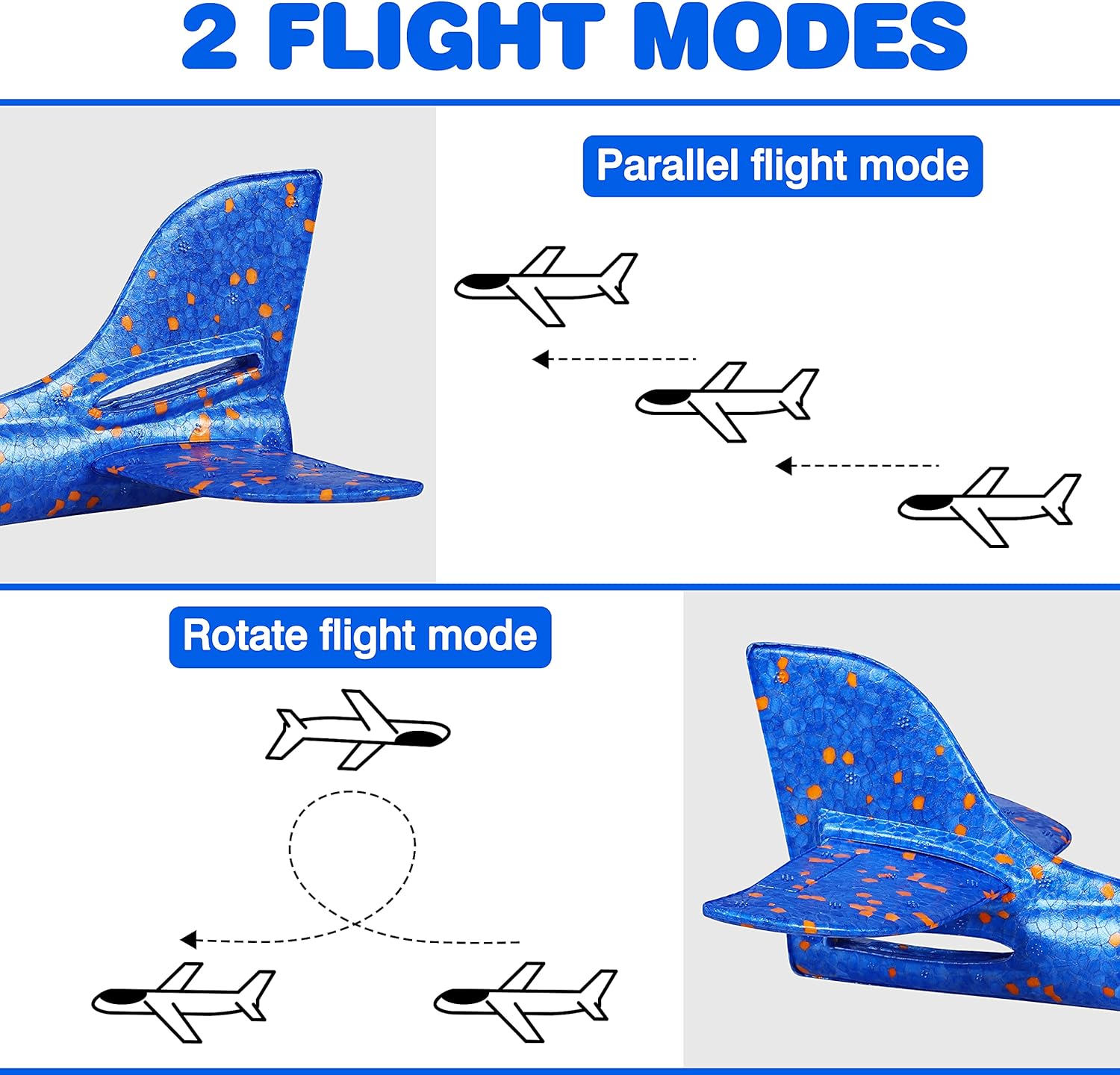 CUKU 4 Pack LED Light Airplane Toys-17.5" Large Throwing Foam Plane-2 Flight Modes Glider Plane-Outdoor Flying Toys for Kids-Flying Toys Gift for Boys Girls 3 4 5 6 7 8 9 Years Old