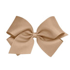 Wee Ones Girls' Plain Wrap Classic Grosgrain Hair Bows on a WeeStay No-Slip Hair Clip, Handmade, King, Oatmeal