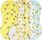 5 Pack Bee Pattern Baby Burp Cloths Soft Absorbent Burping Rags for Newborns 19"x9" Spit up Cloths for Boy Girl Newborn Baby Shower Registry Gifts Set Nursery Decor