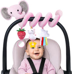 Stuffed Spiral Car Seat Toys for Baby Girls 0-6 Months, Perfect Newborn Gifts for Girls Essentials, Cute Pink Elephant Plush Items