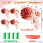 ShinyRelief 4 Pack Wedding Bubble Guns 32 Holes with Light, 4 Bottles Solution, Romantic Bubble Maker for Outdoor Ceremony, Wedding Party Favors, Photo Props, Reception Entertainment(Pink)