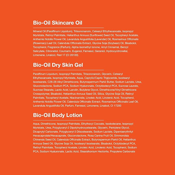 Bio-Oil Skincare Bundle for Sensitive and Dry Skin, Stretch Marks, Skin Care Oil (2 Oz), Dry Skin Gel (1.7 Oz), & Body Lotion (5.7), Pregnancy and Maternity Stretch Marks, Trial Kit