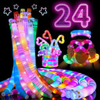 24 PCS LED Pop Tubes, Light Up Glow Tubes, Glow in the Dark Party Supplies, Sensory Toys Birthday Party Favors for Kids, Light Up Toys