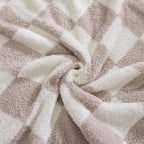 WRENSONGE Checkered Throw Blanket, Taupe Soft Cozy Fluffy Warm Hand Made Throw Blankets for Couch, Sofa, Chair, Bed, Camping, Picnic, Travel Lightweight Bed Blanket - 50"*70"