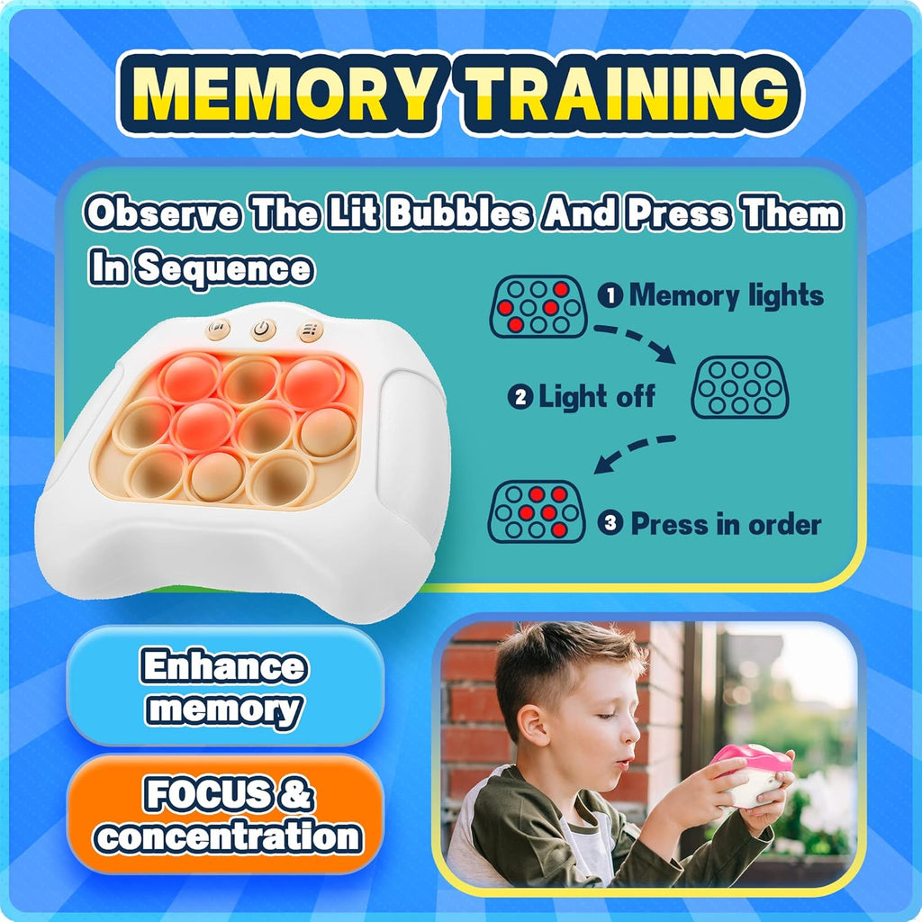 Quick Push Game Console ,4 Modes Games, A Toy Game Machine That Exercises Reaction Ability and Improves Concentration |Teens Boys & Girls Ages 3-12 Years Old & Up (Blue)