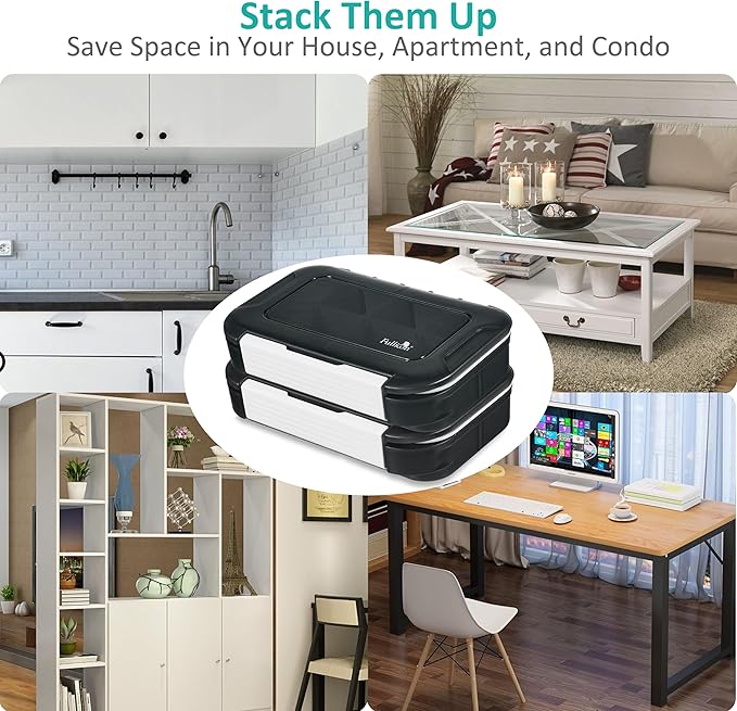 Fullicon Large Pill Organizer with 8 Compartments, Moisture Proof Travel Pill Box with Removable Divider, Daily Pill Container with Lables, Pill Case for Vitamin, Fish Oil, Supplement (Black)