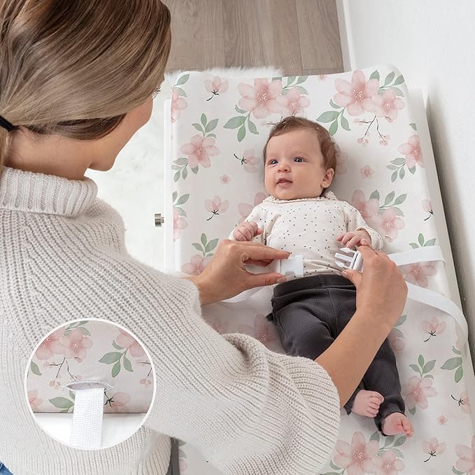 Stretchy Changing Pad Covers BROLEX Changing Table Cover for Baby Boys Girls,2 Pack Jersey Knit,Pink Blossom