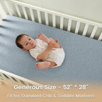 david's kids Muslin Crib Sheets for Boys Girls, 2 Pack 100% Cotton Soft Breathable Fitted Baby Sheet Set, 28x52 Inch Fits Standard Crib and Toddler Mattresses, Sage Green & Dusty Blue