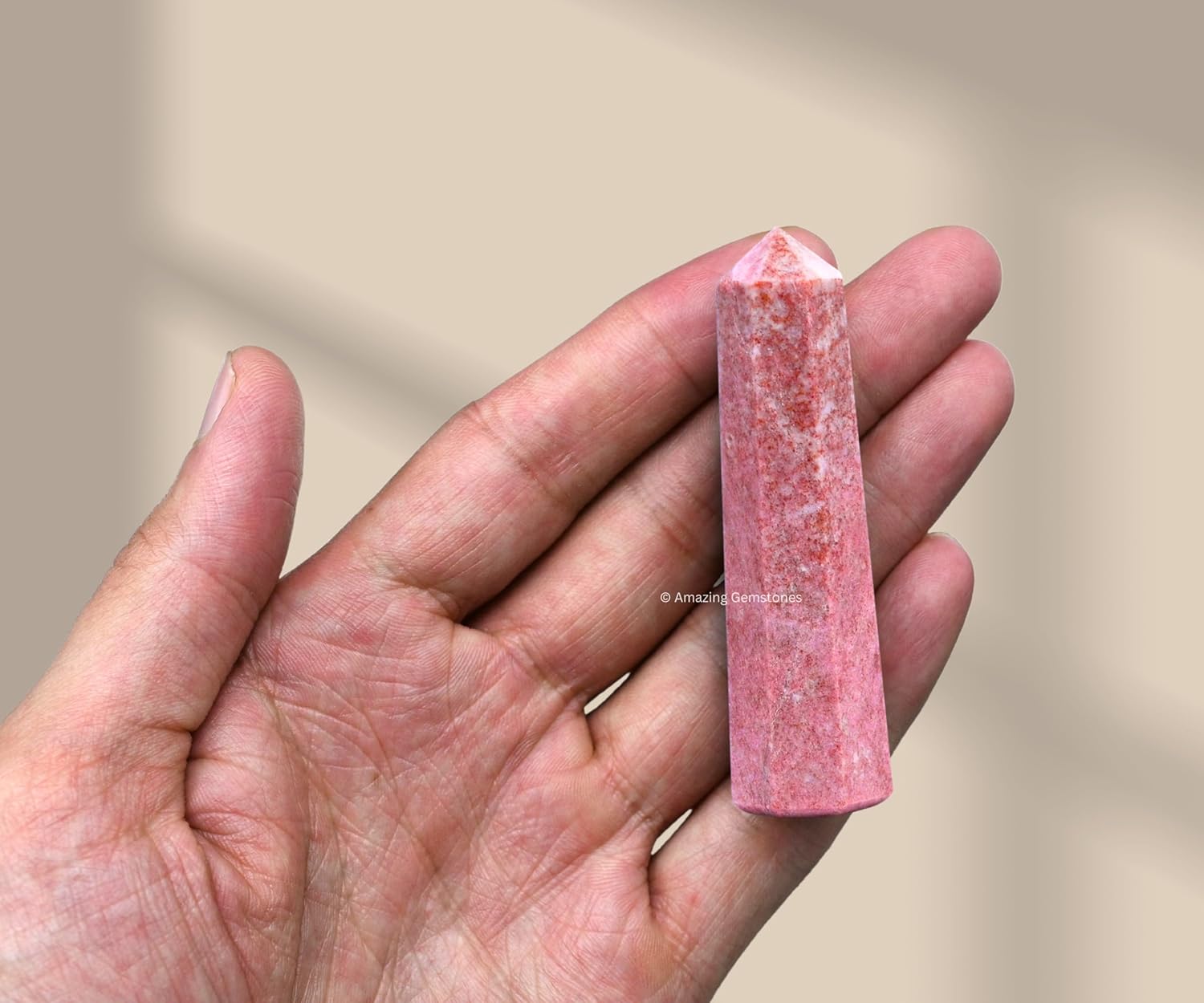 Amazing Gemstone Thulite Crystal Towers - Natural Healing Crystal Point Obelisk for Reiki Healing and Crystal Grid (2" to 3" Inch)