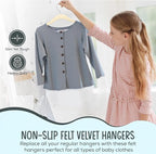 25 Premium Kids Velvet Hangers - 14" Non-Slip Clothes Hangers for Kids & Preteens - Ultra Slim, Space-Saving, Strong & Durable Hangers with 360° Swivel Hook - Beige
