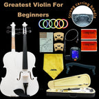 1/4 Fiddle White Colored Premium Violin Outfit for Beginners Adults Kids With 5 Color Fingering Tape- Handcrafted Student Beginner Violin.