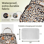 RUVALINO Diaper Bag Backpack-Multifunction Baby Travel Bag with Changing pad, Insulated Bottle Holders & Pacifier Case, Large Capacity, Waterproof, Yellow Leopard