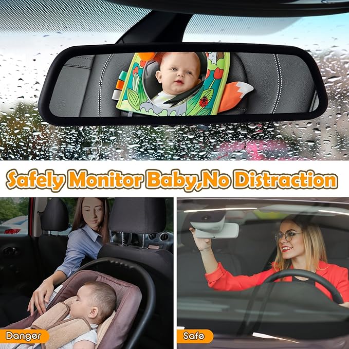 Car Seat Toy, Baby Car Mirror Toy for Rear Facing, Travel Baby Activity Center with Hanging Engaging Toys for Infants Babies 0-6-12-18 Months Boy Girl