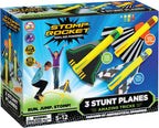 Stomp Rocket Stunt Plane Launcher Toy for Kids - 3 Foam Airplane Toy Soars Over 100 Feet - Unique Tricks & Adjustable Plane Rocket Launcher Stand - Fun Outdoor Toys & Gift for Boys or Girls