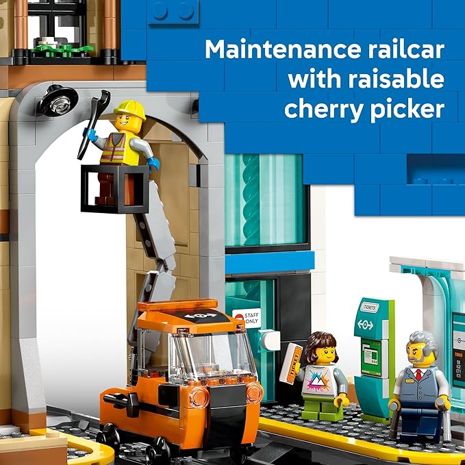 LEGO City Central Train Station Building Toy - Multi-Level Pretend Play Set for Boys & Girls, Ages 7+ - Building Blocks for Kids - Gift Idea for Christmas - 60469