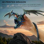 3D Printed Dragon with Wings, Fidget Dragon Toys, 3D Printed Animals, Flexible Articulated Winged Crystal Dragon Model,Home Office Decor Desktop Pet(Purple)