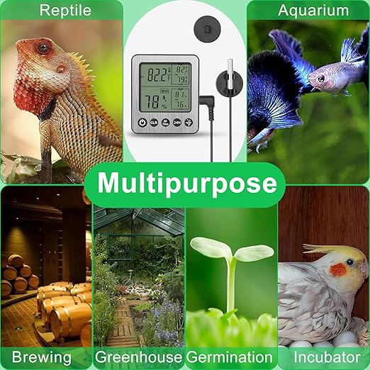 Digital Refrigerator Freezer Fridge Thermometer with Extra Sensor Digital Hygrometer max and min Before 24 Hours and All time Remember Reptile Tank Thermometer Hygrometer White zz20