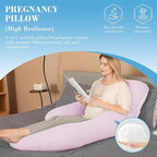 Cute Castle Cooling Cover Pregnancy Pillows, Soft U-Shape Maternity Pillow with Removable Cover - Full Body Pillows for Adults Sleeping - Pregnancy Must Haves - Jumbo 57 Inch - Purple