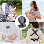 Momcozy Portable Fan with Clip | 4-Speed Mini-Fan for Carrier | Personal Fans Ultra Lighter 0.26lb | Gaps ≤4.5mm | Handheld Cooling | Rechargeable Rotate for Diaper Backpack/Stroller/Carrier/Chair