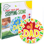 Creative Roots Paint Your Own #1 Dad Stepping Stone, Paintable Ceramic 7 in. Stone, Includes 6 Acrylic Paints & Paintbrush, Great Arts and Crafts for Kids Ages 8-12, Father's Day Gift