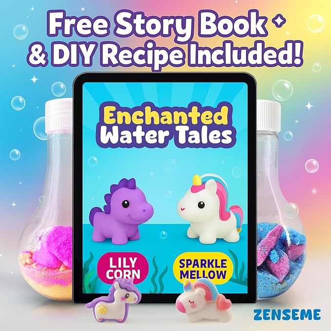 Kids Bath Bombs Powder with Mini Unicorn Inside – Bubble Bath for Kids – Bathtime Experiment Kit Mix - Blast of Foam & Colour Surprise – Gift Set of 4