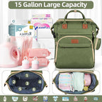 Baby Diaper Bag Backpack,Baby Shower Gifts, Multifunctional Travel Diaper Bag, Gifts for Mom with Portable Diaper Pad (Green)