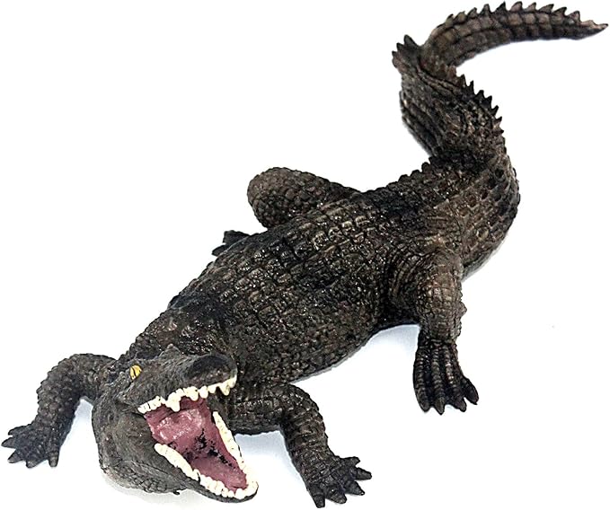 FUNSHOWCASE African Jungle Animals Black Nile Crocodile Toy Figure Realistic Plastic Figurine Height 2.5-inch
