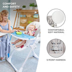 Kinderkraft Highchair Yummy, Baby Chair, Ergonomic, Comfortable, Reclining, Foldable, with Ajustable Height, Footrest, Detachable Double Tray, for Toddler, from 6 Month to 3 Years, Gray
