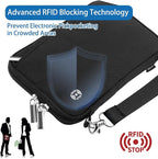 WALNEW Passport Holder for Travel Family, RFID-Blocking Travel Wallet Holder for 6 Passports, Water Resistant Bag Document Organizer for Cards, Cash, Boarding Passes, Tickets (Black)