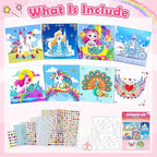 Gem Art Sticker Kit, Arts and Crafts for Kids Age 4-12, 8 Unicorn Princess Themes Diamond Art Kit, Gemstone Sticker Crafts Christmas Birthday Gifts for Girls Ages 4,5,6,7,8 Year Old (Pink-Unicorn)