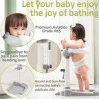 Baby Shower Stand, Baby Standing Bath with Anti-Pinch Adjustable Height and Armrest, Shower Standing Support with Anti-Slip Base and Mat for Infants 6-36 Months -Purple