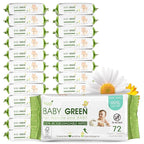 Yugi Green Baby Wipes – Unscented, Compostable, Biodegradable, Plant-Based, Fragrance-Free, for Sensitive Skin & Babies – 24 Packs of 72 (1728Count)
