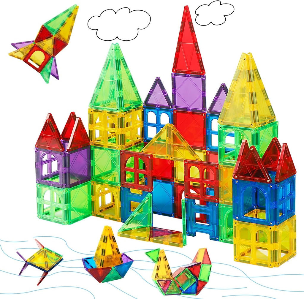 MAGBLOCK Magnetic Tiles for Kids, 66PCS Magnet Tiles Building Blocks Construction Toys Incorporating Magnets for Toddlers, Magnetic Blocks Learning Toys Gift for 3+ Year Old Boys and Girls