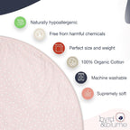 Byrd & Blume Round Baby Play Mat, Organic Cotton Soft Padded Nursery Floor Mat, Safe Hypoallergenic Baby Mat, Reversible, Foldable, Portable Infant Tummy Time Mat Fits Tents & Playpens (40"x40") Pink