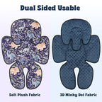 Pea Pod Infant Car Seat Insert 2-in-1 Baby Car Seat Head & Body Support for Newborn Girl Reversible 3 Layer Warm Preemie Carseat Stroller Cushion Headrest with Soft Minky Dot Fabric, Cute Dinosuar