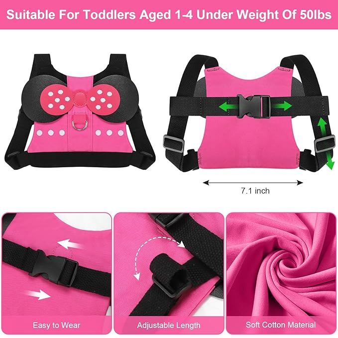 Accmor Toddler Harness Leash, Cute Kids Leash + Anti Lost Wrist Link, 3 in1 Adorable Baby Leash Child Walking Harness Wristband Assistant Strap Mini Belt Protector for Girls to Outdoor Travel
