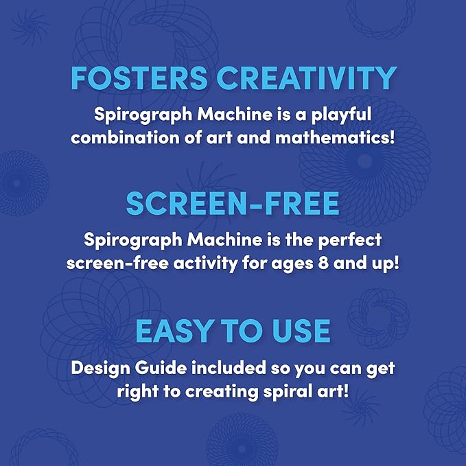 Spirograph Electric Machine - Arts and Crafts, Kids Toys, Art Supplies, Craft Supplies, Drawing Kit, Spiral Art, Classic Gear Design Kit, Case, Pens, Design Sheet Included, Ages 8+