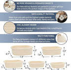 NaturalCozy 5-Piece Rectangle Storage Basket Set- Natural Cotton Rope Woven Baskets for Organizing! Small Basket for Montessori, Baby Nursery, Dog Toy Baskets, Cat Toy Box, Bathroom Organization Bin