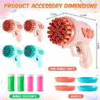 ShinyRelief 4 Pack Wedding Bubble Guns 32 Holes with Light, 4 Bottles Solution, Romantic Bubble Maker for Outdoor Ceremony, Wedding Party Favors, Photo Props, Reception Entertainment(Green and Pink)