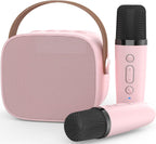 Mini Karaoke Machine,Funny Toys Christmas Birthday Gifts for Kids Age 4-12 Girls,Boys,Adults, Karaoke Microphone Toys for 4,5,6,7,8,9,10,11,12+ Year Old Girls Boys (Pink 2 Mics)