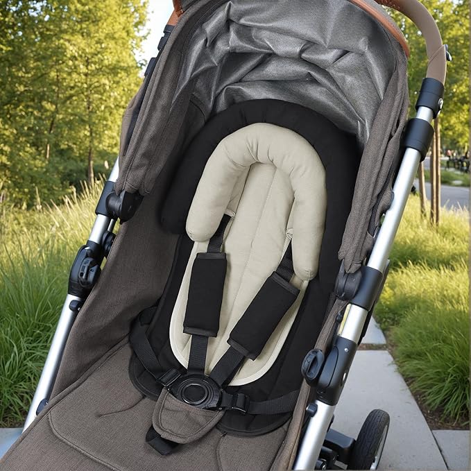 COOLBEBE Upgraded Babybody Support & Strap Covers Set for Newborn Infant Toddler - Extra Soft Breathable Car Seat Insert Cushion Pad, Perfect for Carseats, Strollers, Swing, Black