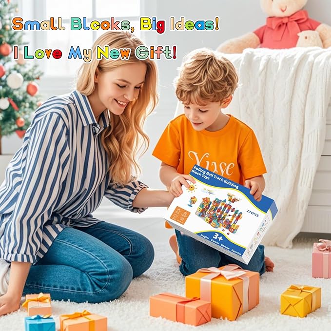 STEM Building Learning Toy, AOSITE 234PCS Marbles Run Kid Gift, Educational Race Track Construction Building Block for 5 6 7 8 9 10 11 12Years, Creative Marble Run Games Boy Girl Birthday Xmas Present